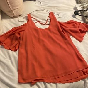 Salmon open shoulder top